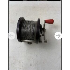 Untested Vintage Penn No. 85 Fishing Reel USA Bakelite Side Plates Red Handle